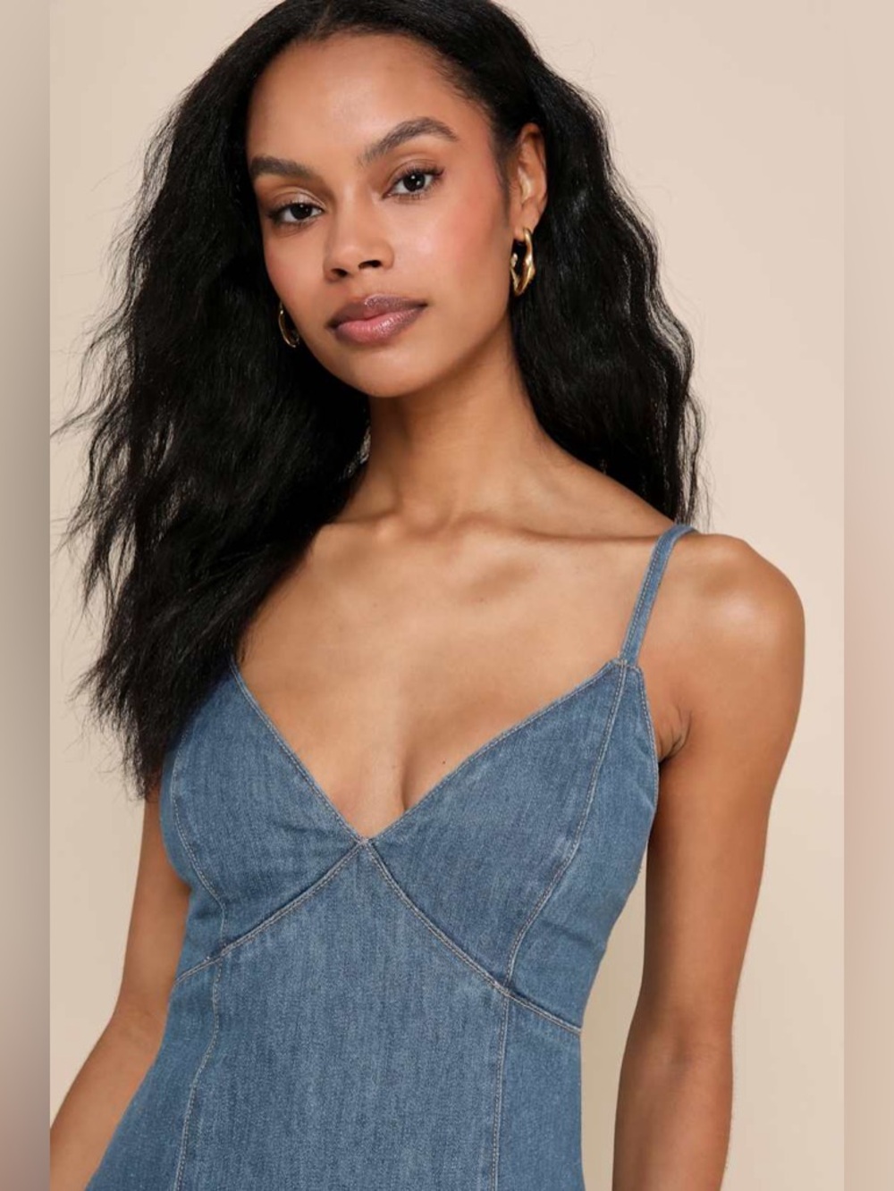 Lulus Dark Wash Denim Sleeveless Midi Dress - Picture 4 of 11